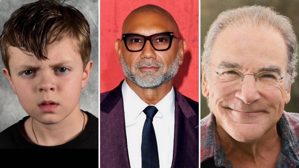 God of War Prime Video cast: Dave Bautista as Kratos, Callum Vinson and Mandy Patinkin